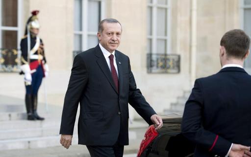 O presidente turco, Recep Tayyip Erdogan, durante uma visita a Paris em 31 de outubro (Foto de ALAIN JOCARD/AFP)