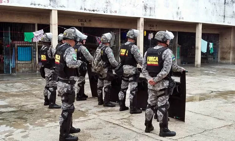 Policiais da Força Nacional (Foto: Divulgação/Sejus)