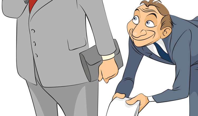 O puxa-saco é um ser que vive curvado para servir ao seu político favorito (imagem: Blog do Manoel Lobato | Reprodução)